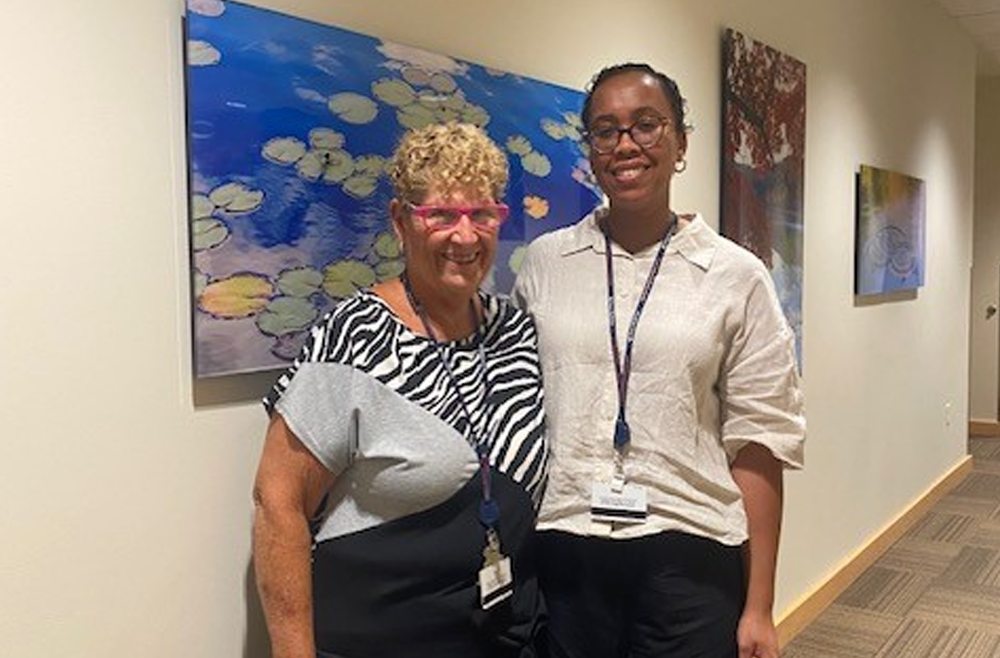 Oncology nurse navigators Margaret “Peg” Rummel, left, and Jen Jacobs